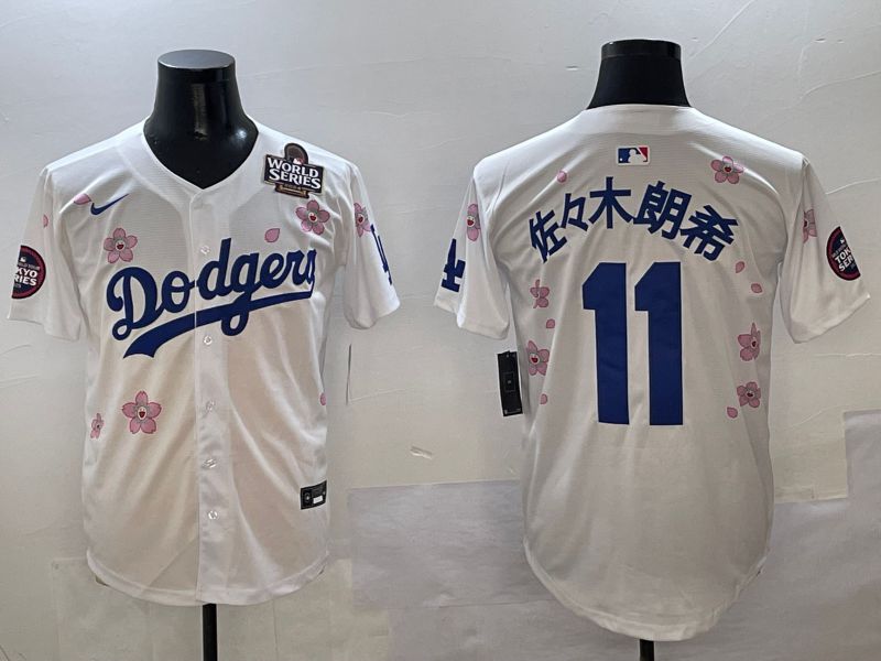 Men Los Angeles Dodgers #11 R.Sasaki White Sakura Edition 2025 Nike MLB Jersey style 6->los angeles dodgers->MLB Jersey